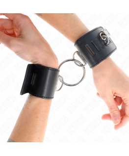 KINK - POLSO FISSO CON CHIUSURA AD ANELLO E LUCCHETTO NERO REGOLABILE 16-23 CM X 5,5 CM