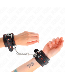 KINK - POLSO NERO CON INTARSIO CUORE ROSSO REGOLABILE 21-28 CM X 5,5 CM