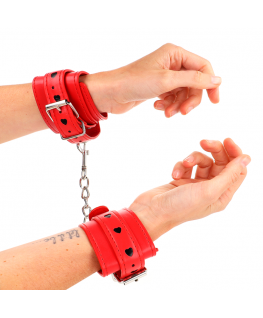 KINK - POLSO ROSSO CON INTARSIO A CUORE NERO REGOLABILE 21-28 CM X 5,5 CM