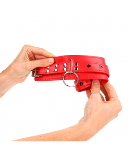 KINK - POLSO ROSSO CON INTARSIO A CUORE NERO REGOLABILE 21-28 CM X 5,5 CM