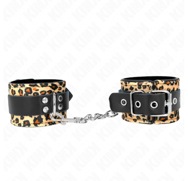 KINK - POGGIAPOLSO IN VERA PELLE LEOPARDATA REGOLABILE 18-29 CM X 5,5 CM