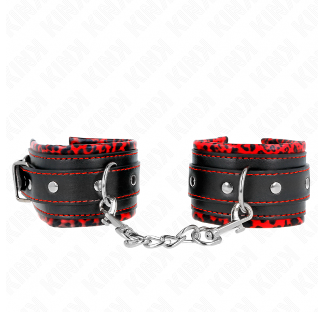 KINK - POGGIPOLSI IMBOTTITI IN PELLICCIA ROSSO/NERO REGOLABILE 17-29 CM X 6 CM