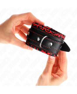 KINK - POGGIPOLSI IMBOTTITI IN PELLICCIA ROSSO/NERO REGOLABILE 17-29 CM X 6 CM