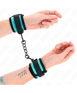 KINK - TENUTA DA POLSO IN NYLON CON GANCIO E LOOP NERO-BLU REGOLABILE 18-32 CM X 5 CM