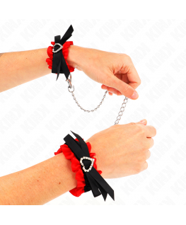 KINK - POLSO ELASTICO IN PIZZO DETTAGLI CUORE ROSSO REGOLABILE 22-35 CM