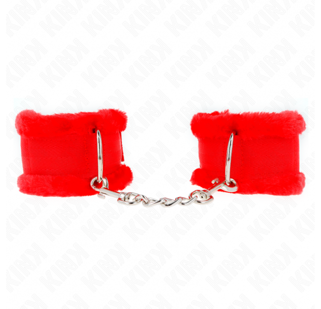 KINK - POGGIPOLSO FODERATO IN PELLICCIA ROSSO REGOLABILE 17-31 CM X 7 CM
