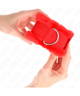 KINK - POGGIPOLSO FODERATO IN PELLICCIA ROSSO REGOLABILE 17-31 CM X 7 CM