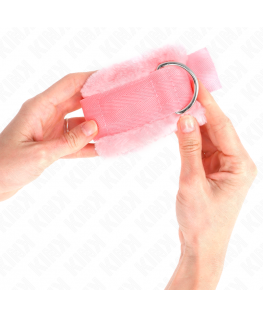 KINK - POGGIPOLSI FODERATI IN PELLICCIA ROSA REGOLABILE 17-31 CM X 7 CM