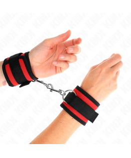 KINK - TENUTA DA POLSO IN NYLON HOOK&LOOP ROSSO-NERO MODELLO 2 REGOLABILE 18-35 CM X 6 CM