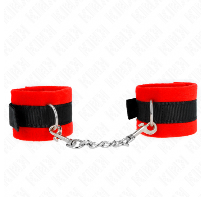 KINK - POLSINI IN PELLICCIA PER PRINCIPIANTI NERO-ROSSO 30 X 7 CM