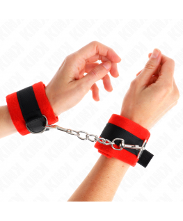 KINK - POLSINI IN PELLICCIA PER PRINCIPIANTI NERO-ROSSO 30 X 7 CM