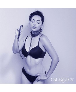 CALEXOTICS - NOCTURNAL COLLARE E GUINZAGLIO IN PELLE REGOLABILE NERO