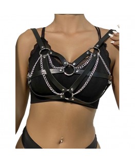 SUBBLIME - 953713 CINTURA PUNK BONDAGE FIBBIA METALLO NERA TAGLIA UNICA