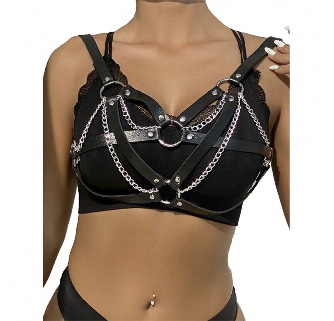 SUBBLIME - 953713 CINTURA PUNK BONDAGE FIBBIA METALLO NERA TAGLIA UNICA