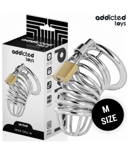 ADDICTED TOYS LOCKED - GABBIA PER PENE IN METALLO CON CELLULE DI FERRO TAGLIA M