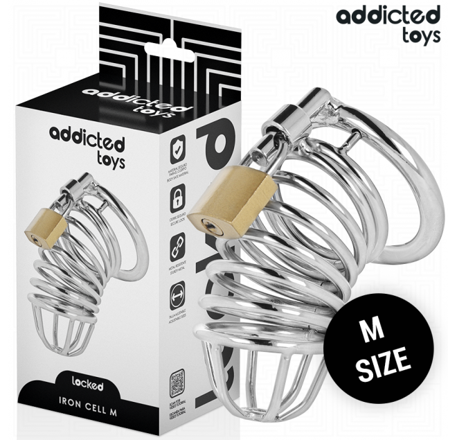 ADDICTED TOYS LOCKED - GABBIA PER PENE IN METALLO CON CELLULE DI FERRO TAGLIA M