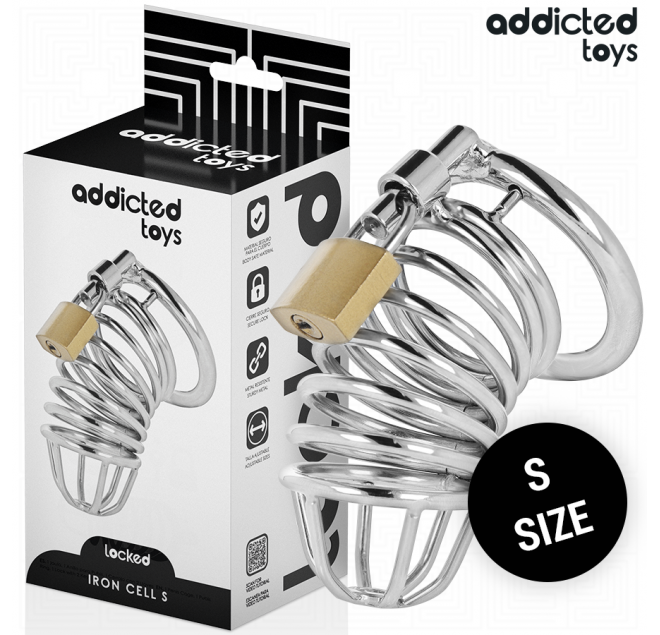 ADDICTED TOYS LOCKED - GABBIA PER PENE IN METALLO CON CELLULE DI FERRO 4 CM TAGLIA S