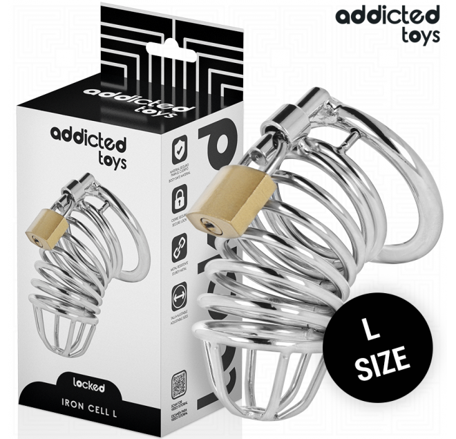 ADDICTED TOYS LOCKED - GABBIA PER PENE IN METALLO CON CELLULE DI FERRO 5 CM TAGLIA L