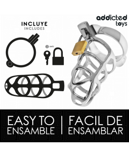 ADDICTED TOYS LOCKED - GABBIA PER PENE CON SERRATURA IN ARGENTO TAGLIA M