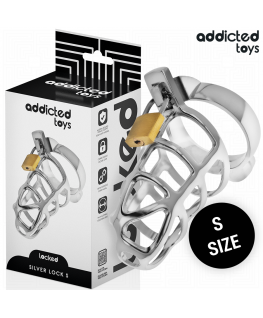 ADDICTED TOYS LOCKED - GABBIA PER PENE IN METALLO CON BLOCCAGGIO ARGENTO TAGLIA S