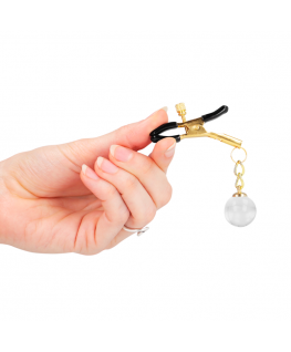 KINK - MORSETTI PER CAPEZZOLI CON PERLINE DI VETRO ORO 6 CM