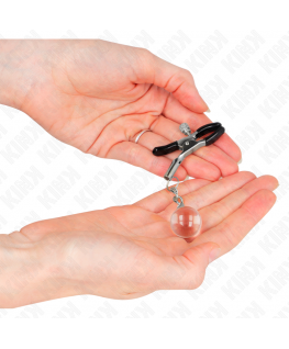 KINK - MORSETTI PER CAPEZZOLI PERLINE DI VETRO ARGENTO 6 CM