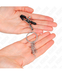 KINK - MORSETTO PER CAPEZZOLO O RING E CATENELLA ARGENTO 6 CM