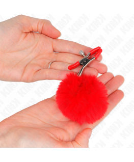 KINK - PINZA PER CAPEZZOLI CON SFERA IN ECOPELLICCIA ROSSO 6 CM