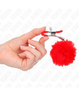 KINK - PINZA PER CAPEZZOLI CON SFERA IN ECOPELLICCIA ROSSO 6 CM