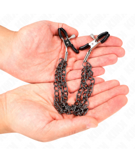 KINK - PINZE PER CAPEzzoli CON 3 CATENE NERE 20/23/28 CM