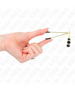 KINK - PINZE PER CAPEZZOLI SOTTILI ORO CON 3 PERLINE DI VETRO NERE 7 CM