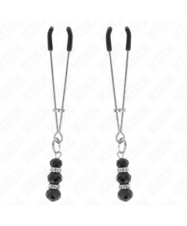 KINK - PINZE PER CAPEZZOLI SOTTILI ORO CON 3 PERLINE DI VETRO NERE 7 CM