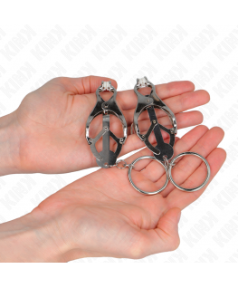 KINK - MORSETTI PER CAPEZZOLI CON O-RING TRIFOGLIO GIAPPONESE ARGENTO