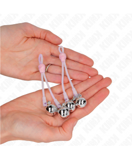 KINK - PINZE PER CAPEZZOLI TESCHIO LUMINOSO CON ANELLO CAMPANELLI REGOLABILI ROSA/ARGENTO