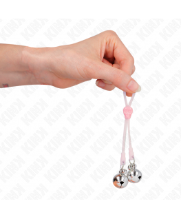 KINK - PINZE PER CAPEZZOLI TESCHIO LUMINOSO CON ANELLO CAMPANELLI REGOLABILI ROSA/ARGENTO