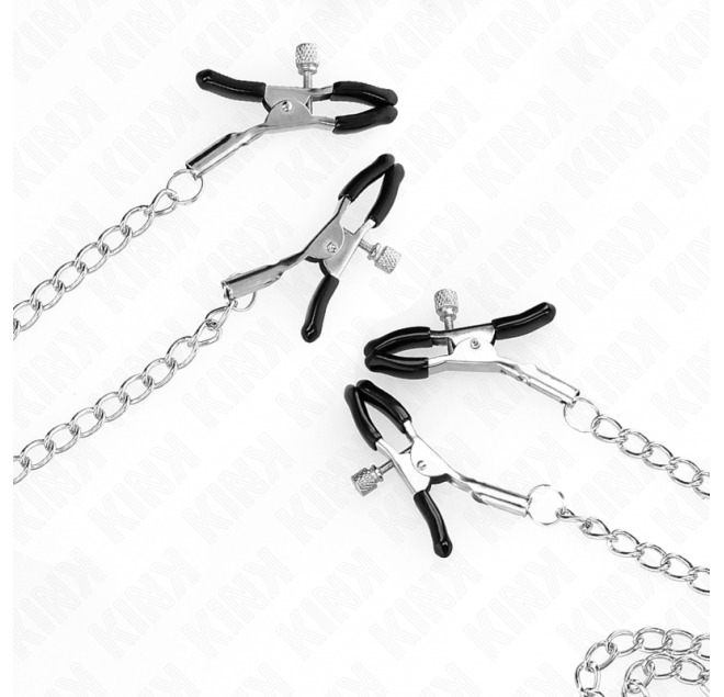 KINK - 4 MORSETTI PER CAPEZZOLI E CLIT REGOLABILI ARGENTO