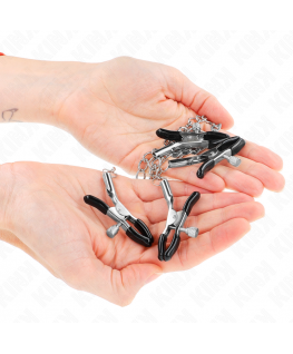 KINK - 4 MORSETTI PER CAPEZZOLI E CLIT REGOLABILI ARGENTO