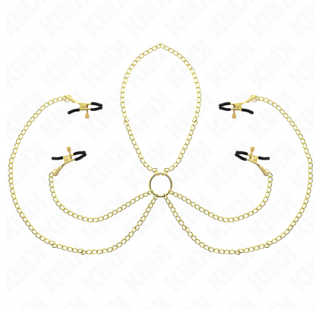 KINK - 4 MORSETTI PER CAPEZZOLI E CLIT REGOLABILI ORO