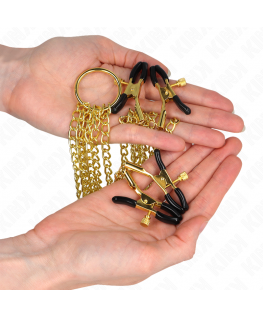 KINK - 4 MORSETTI PER CAPEZZOLI E CLIT REGOLABILI ORO