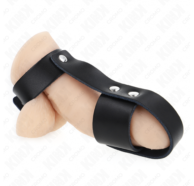 KINK - ANELLO PER GABBIA PER PENE IN PELLE CON DIVISORE PER PALLINE REGOLABILE