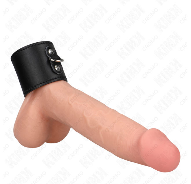 KINK - ANELLO PER PENE IN PELLE CON CHIUSURA A PRESSIONE 18 X 5 CM