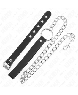 KINK - ANELLO PER PENE IN PELLE CON CINGHIA 21,5 X 2 CM E CATENA IN METALLO 60 CM