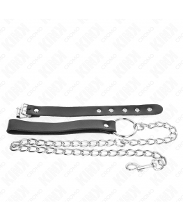 KINK - ANELLO PER PENE IN PELLE CON CINGHIA 21,5 X 2 CM E CATENA IN METALLO 60 CM