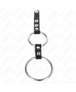 KINK - DOPPIO ANELLO PER PENE DA 3,8 CM A 5 CM COLLEGATO DA PELLE