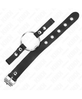 KINK - ANELLO PER PENE IN PELLE CON CHIUSURA A FIBBIA 22 X 2 CM CON ANELLO IN METALLO 4 CM