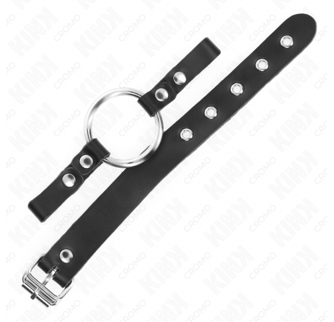 KINK - ANELLO PER PENE IN PELLE CON CHIUSURA A FIBBIA 22 X 2 CM CON ANELLO IN METALLO 4 CM