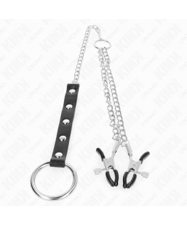 KINK - ANELLO PER PENE IN METALLO CON CATENA E MORSETTI PER CAPEZZOLI REGOLABILI