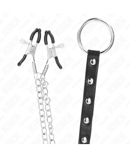 KINK - ANELLO PER PENE IN METALLO CON CATENA E MORSETTI PER CAPEZZOLI REGOLABILI
