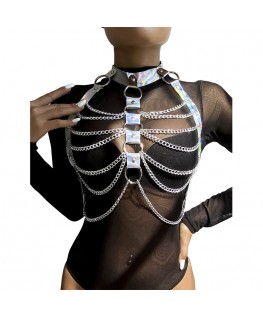 SUBBLIME - 953737 IMBRACATURA PETTORALE CON ANELLI E CATENE ARGENTO TAGLIA UNICA