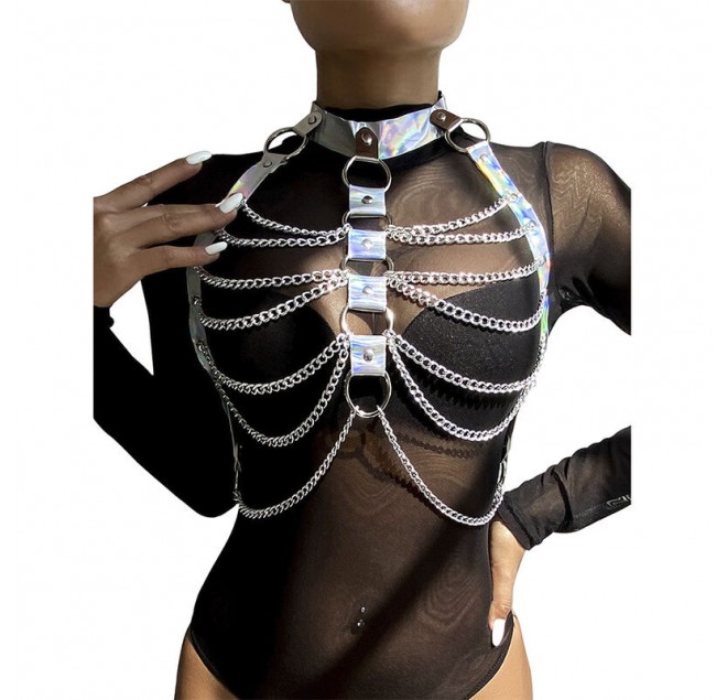 SUBBLIME - 953737 IMBRACATURA PETTORALE CON ANELLI E CATENE ARGENTO TAGLIA UNICA